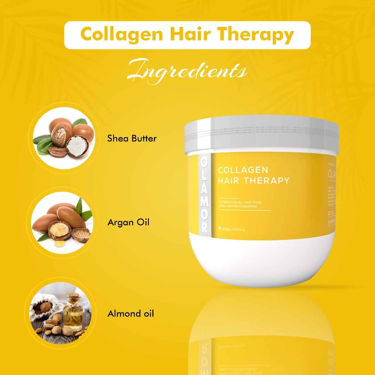 OLAMOR Collagen Hair Spa Therapy 500gm - Best Hair Spa for Dry & Damaged Hair