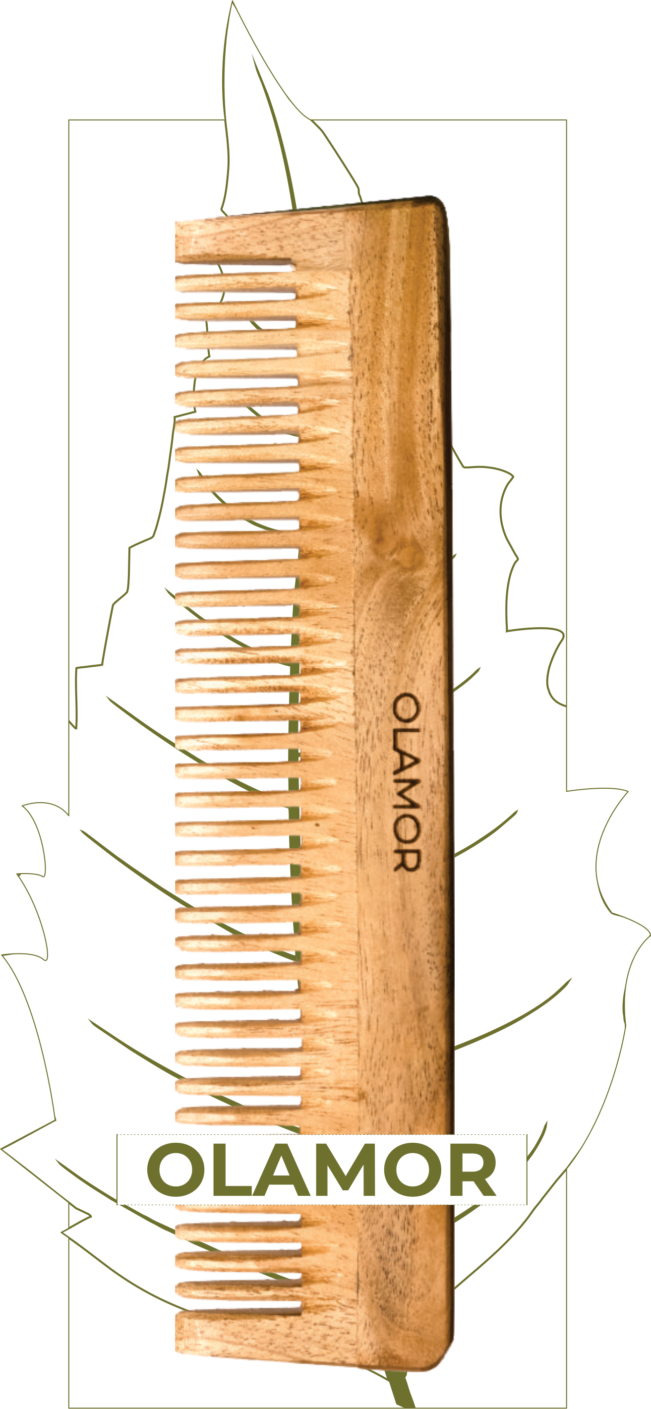 OLAMOR Natural Neemwood Wooden Hair Comb
