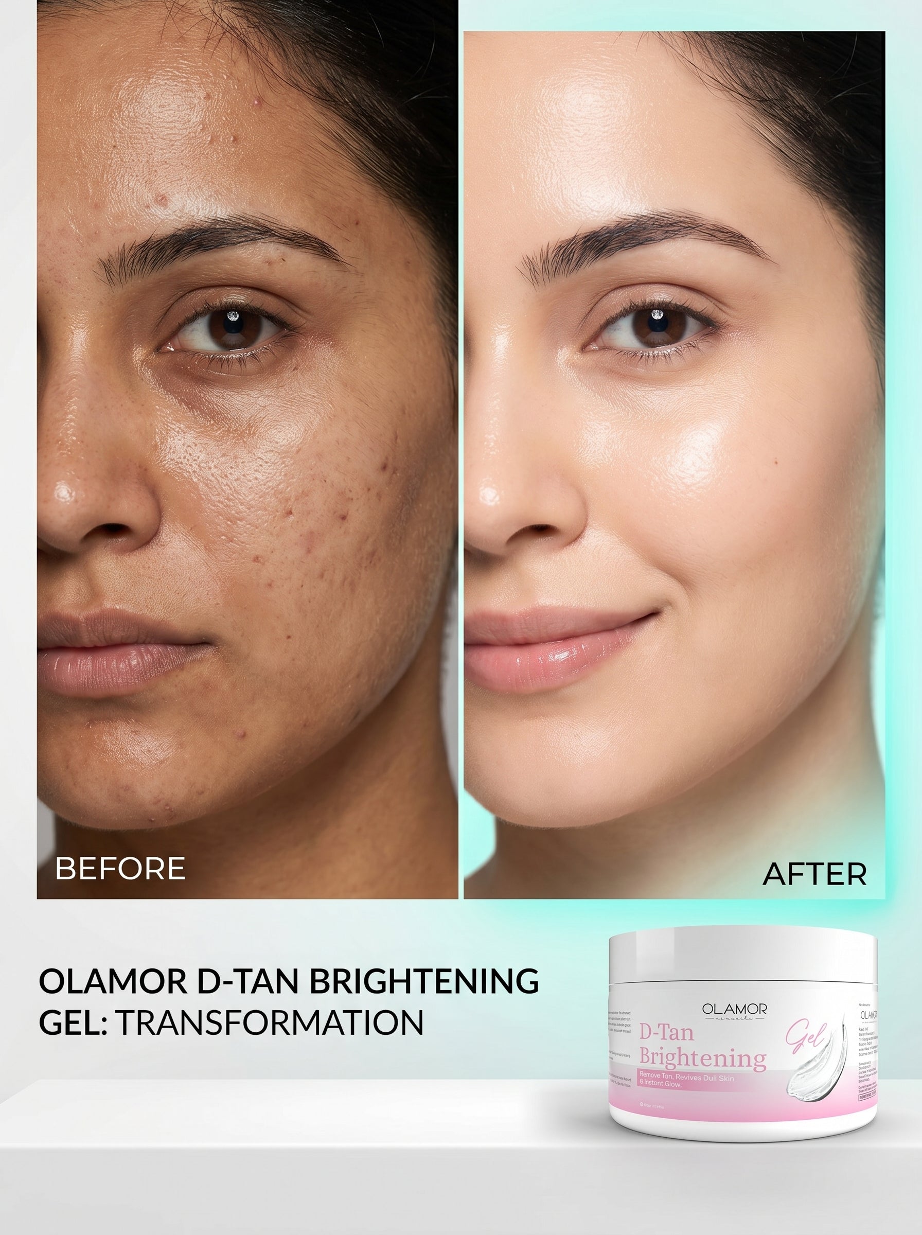 OLAMOR D-Tan Brightening Gel – Lightweight Tan Removal & Skin Hydration Gel 200gm
