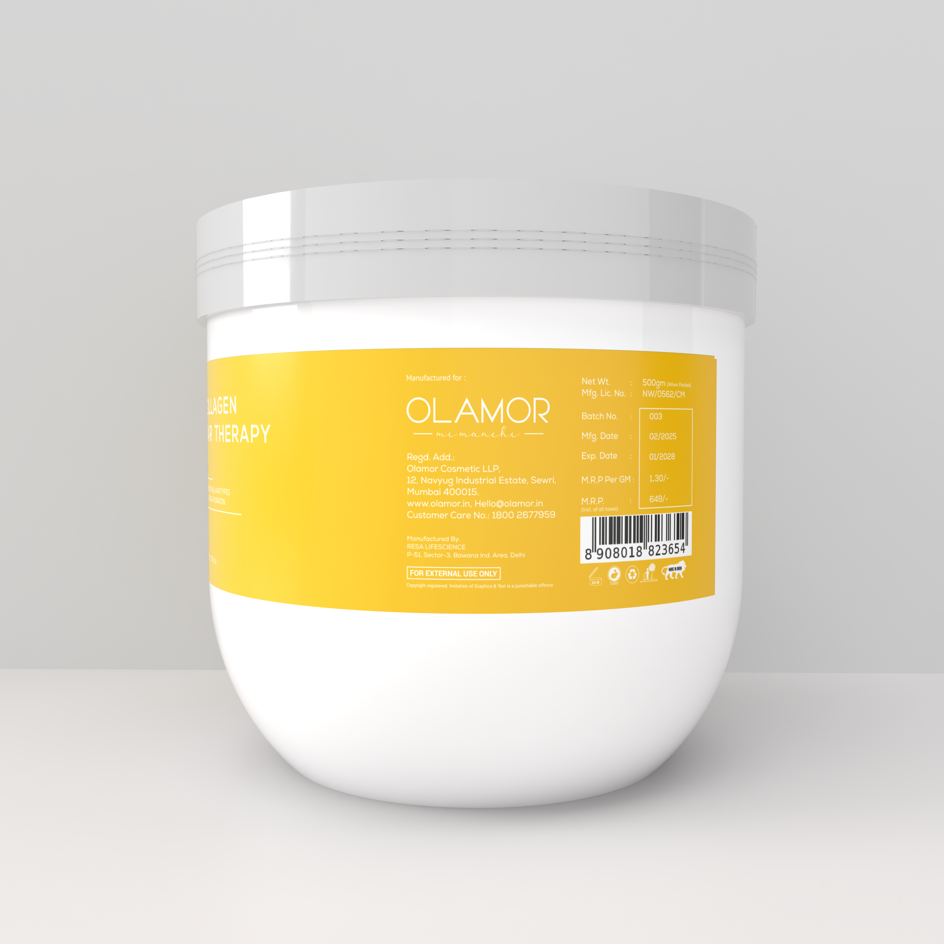 OLAMOR Eliminar Anti-Dandruff Shampoo 300ml & Collagen Strengthening Hair Therapy 500gm Combo | Flake Control, Deep Cleansing & Hair Strengthening for Healthy, Nourished Hair