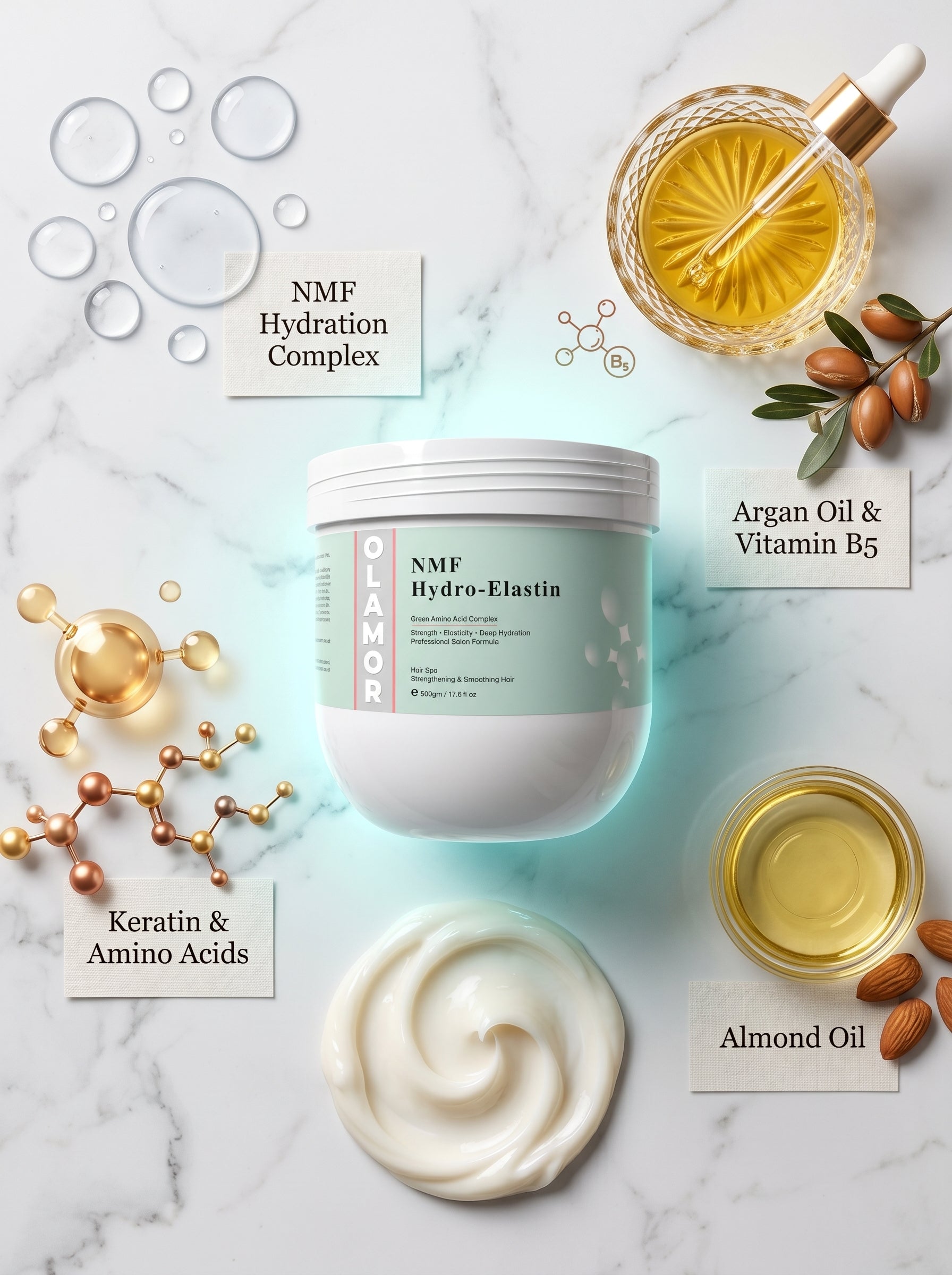 OLAMOR NMF Hydro- Elastin hair spa Strengthening & Smoothing Hair 500GM