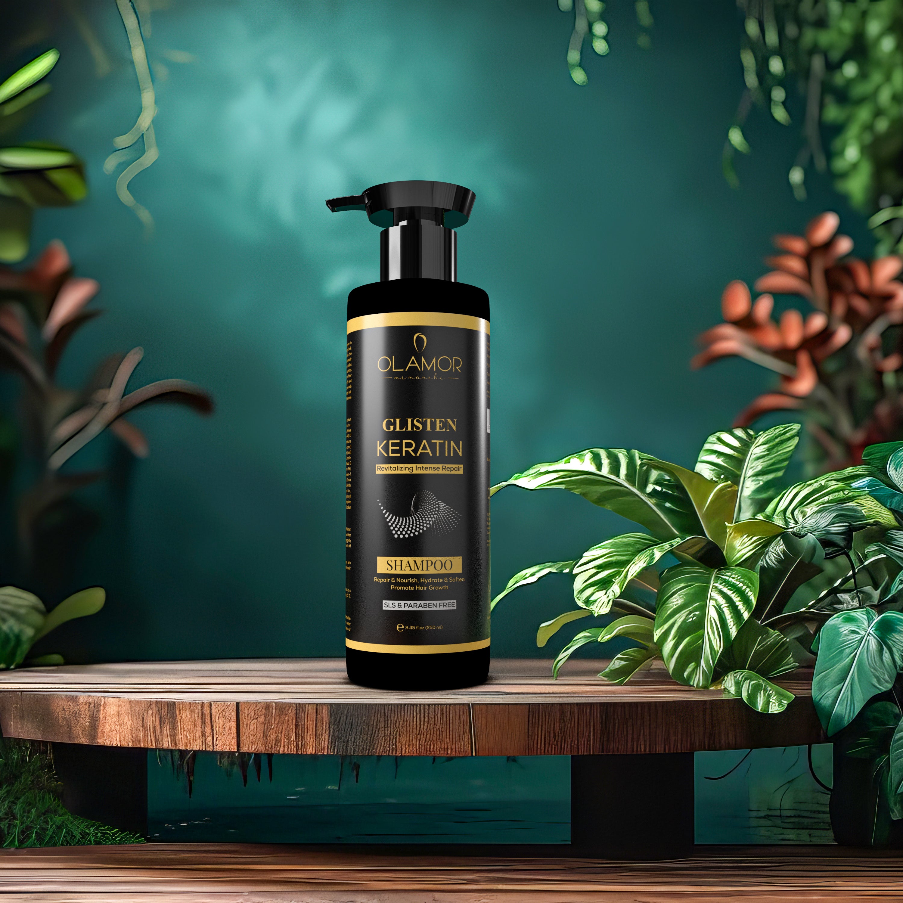 OLAMOR Glisten Keratin Revitalizing Shampoo 250ml | Intense Damage Repair & Deep Nourishing Formula | Smooth, Frizz Control & Strengthening Hair Care for Dry & Damaged Hair