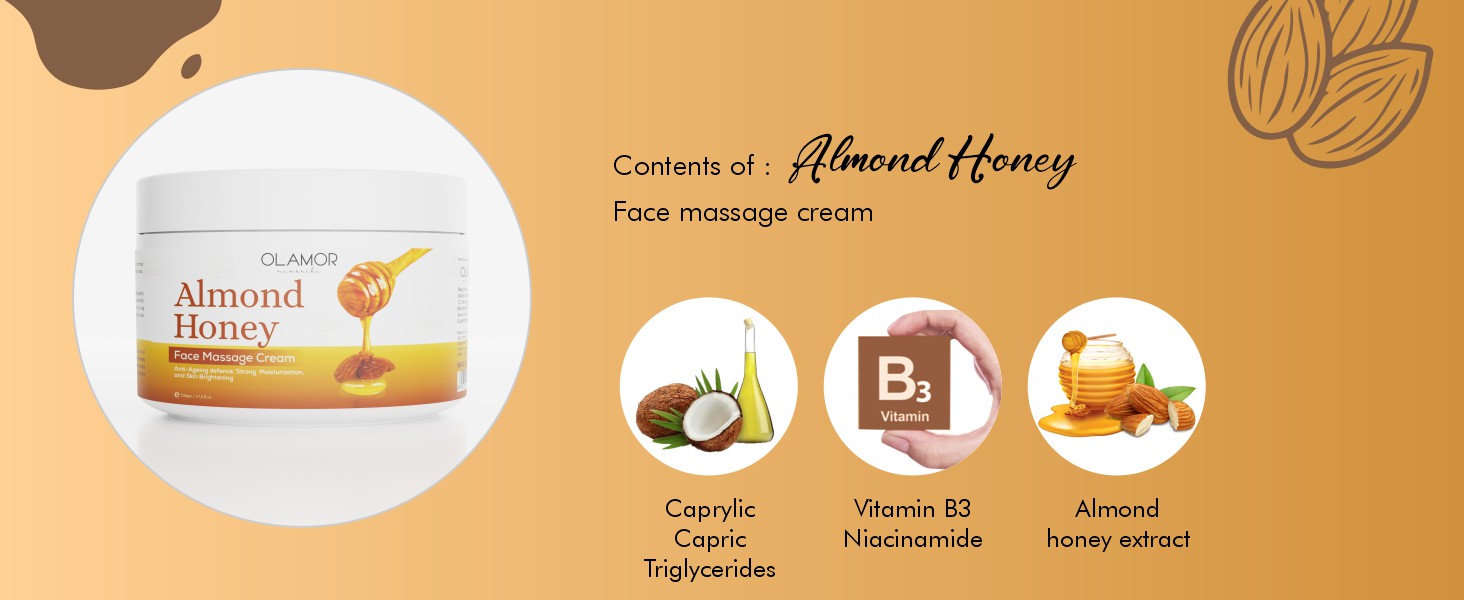 Olamor Almond Honey Massage Cream A + Content Ingredients