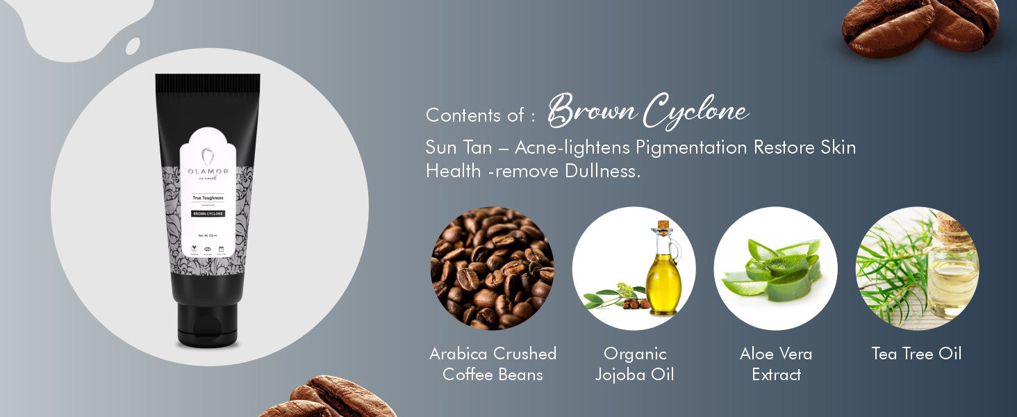Olamor Brown Cyclone Arabica Coffee Face wash A+ Content Ingredients