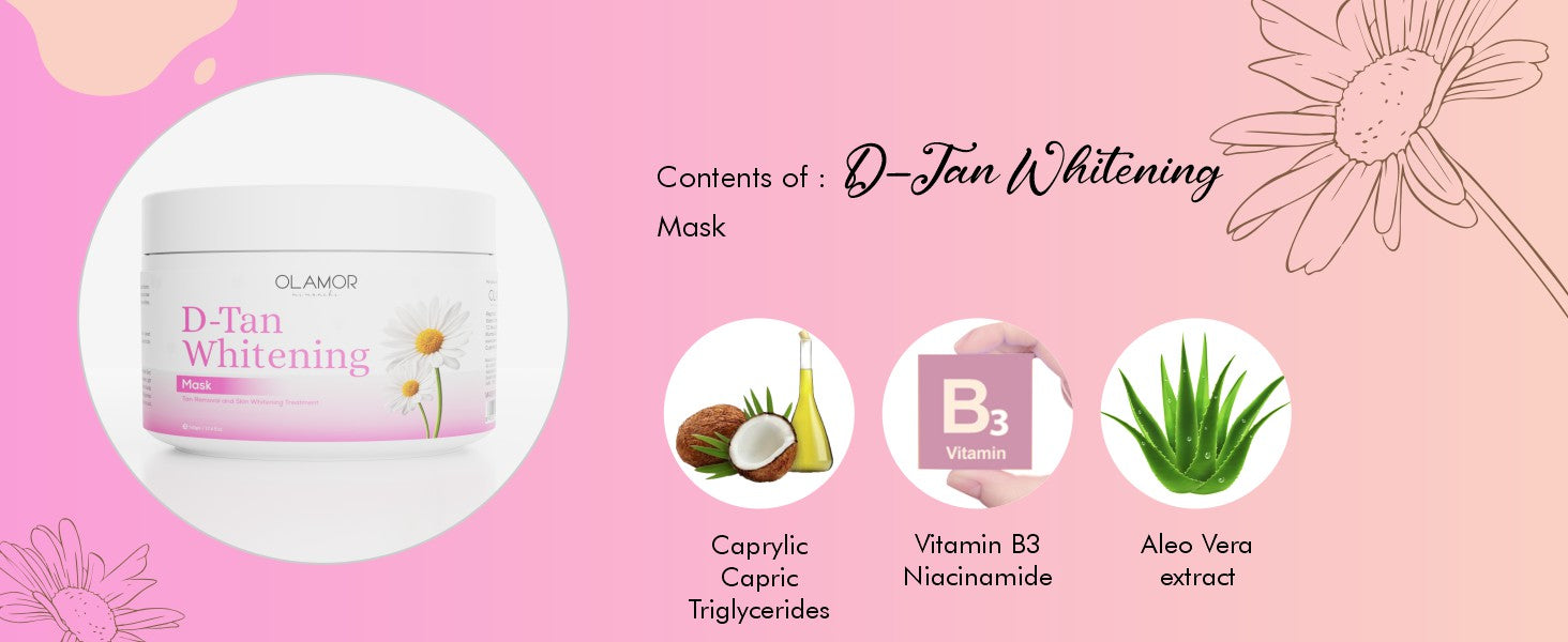 Olamor D-tan Whitening Face Mask A+ Content Ingredients
