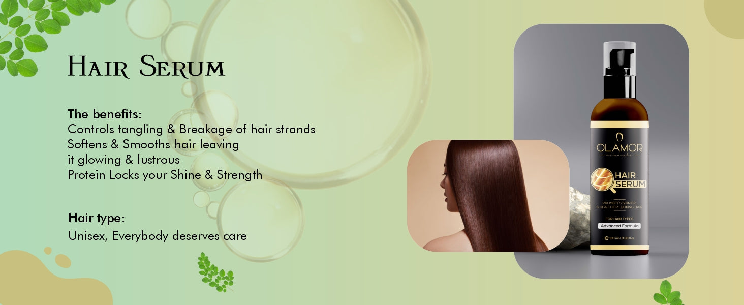 Olamor Vitamin E Premium Hair Growth & Thicker Healthier Hair Serum - 100ml benefits banner