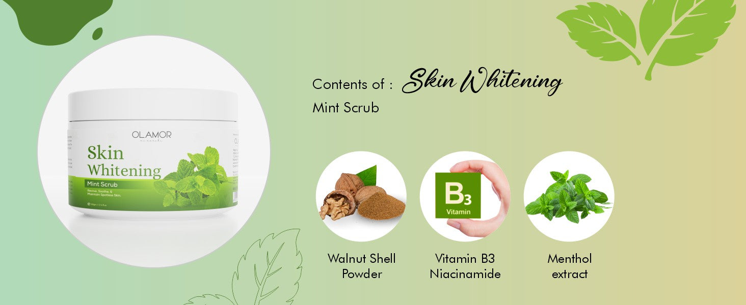 Olamor Skin Whitening Mint Scrub  A+ Content Ingredients