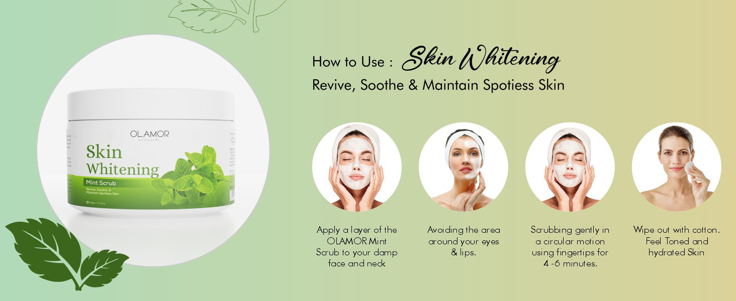 Olamor Skin Whitening Mint Scrub  A+ Content How to Use