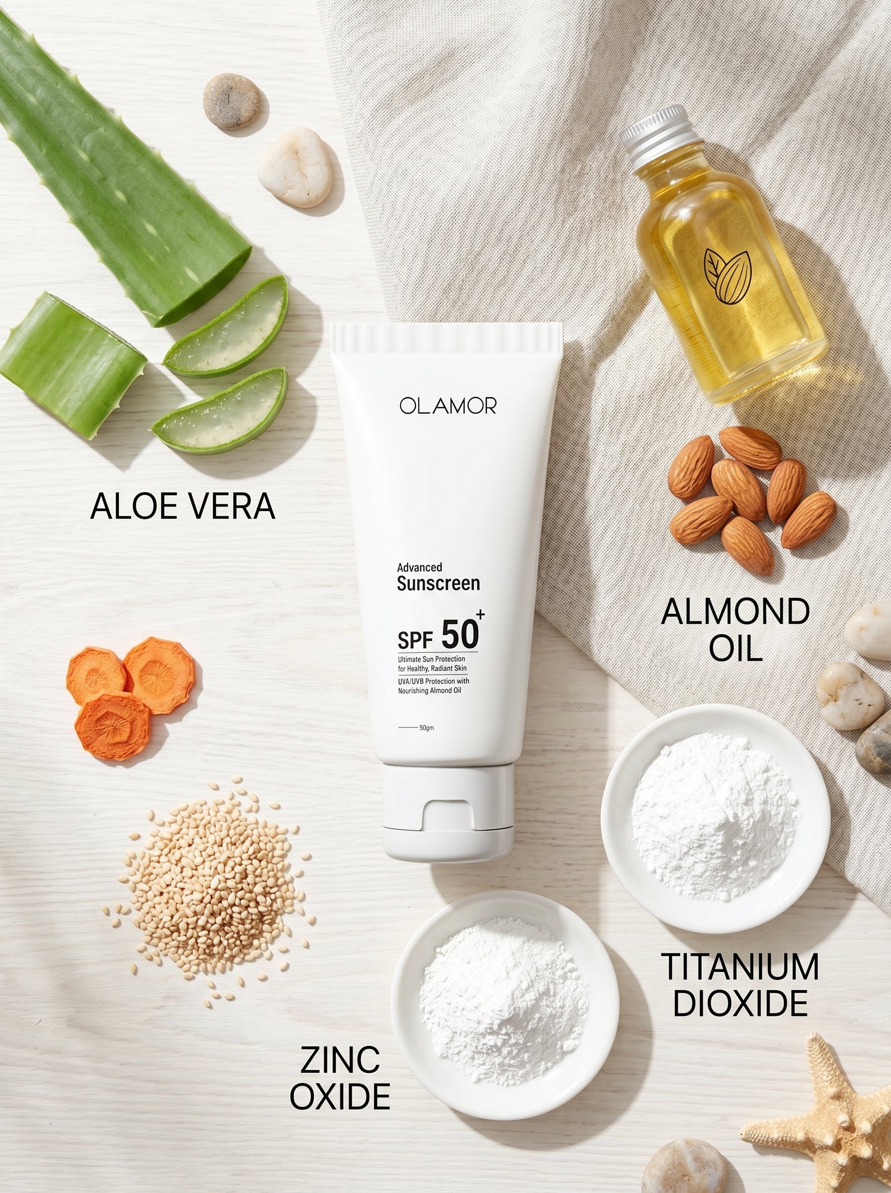 OLAMOR Advanced Sunscreen SPF 50+ 500g |Broad Spectrum UVA/UVB Protection with Vitamin E & Moisture|Lightweight|Non-Greasy Sunblock for Healthy|Radiant Skin – All Skin Types|Travel Friendly