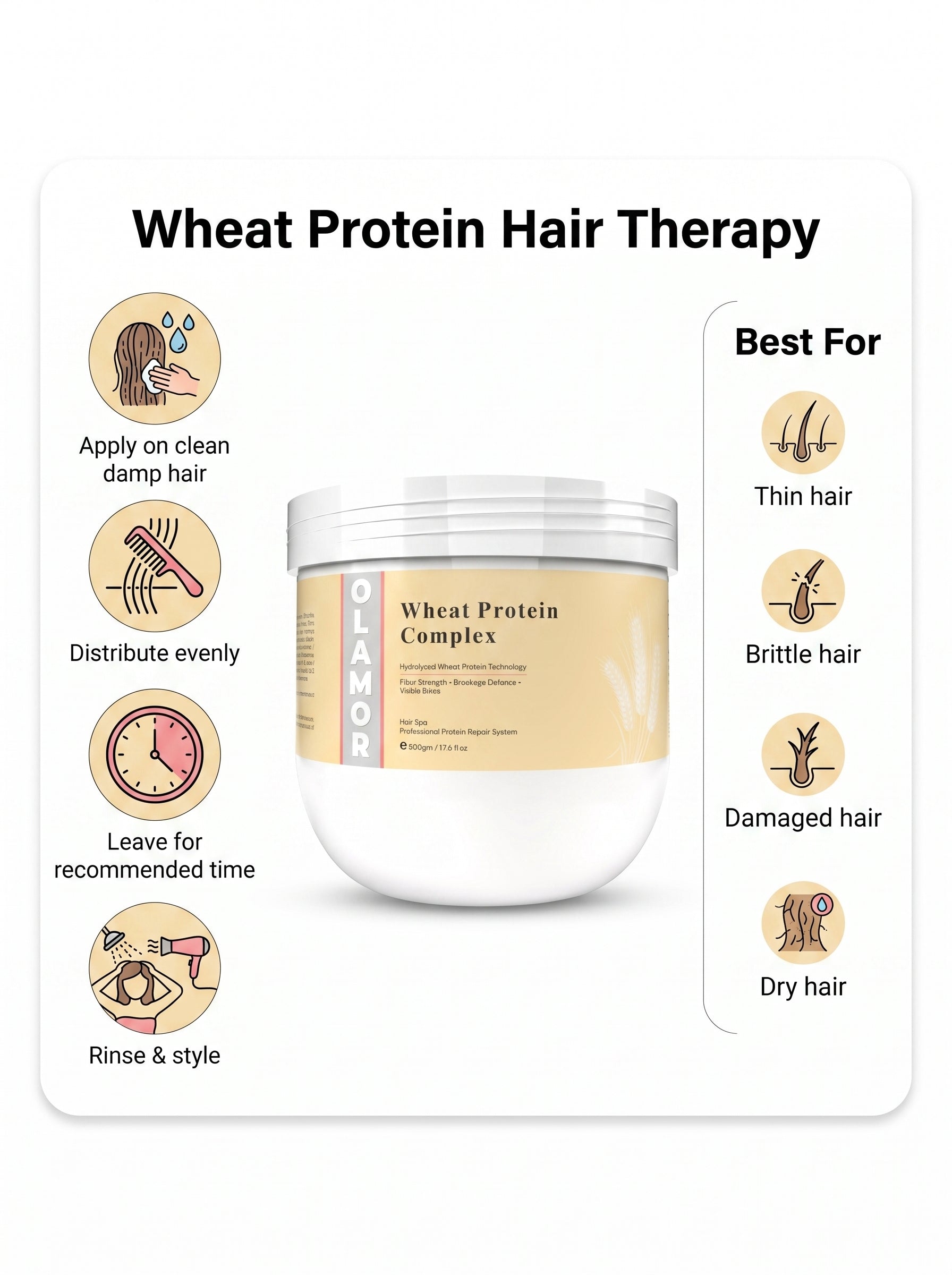 OLAMOR Wheat Protein Complex Hair Spa Professional Protein Repair System 500GM
