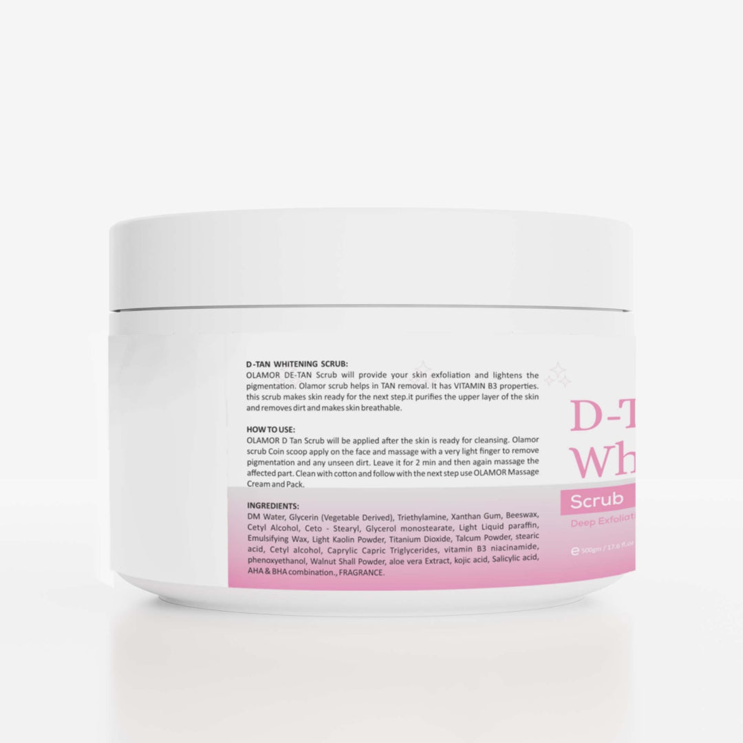 OLAMOR D-Tan Whitening Face Scrub Back