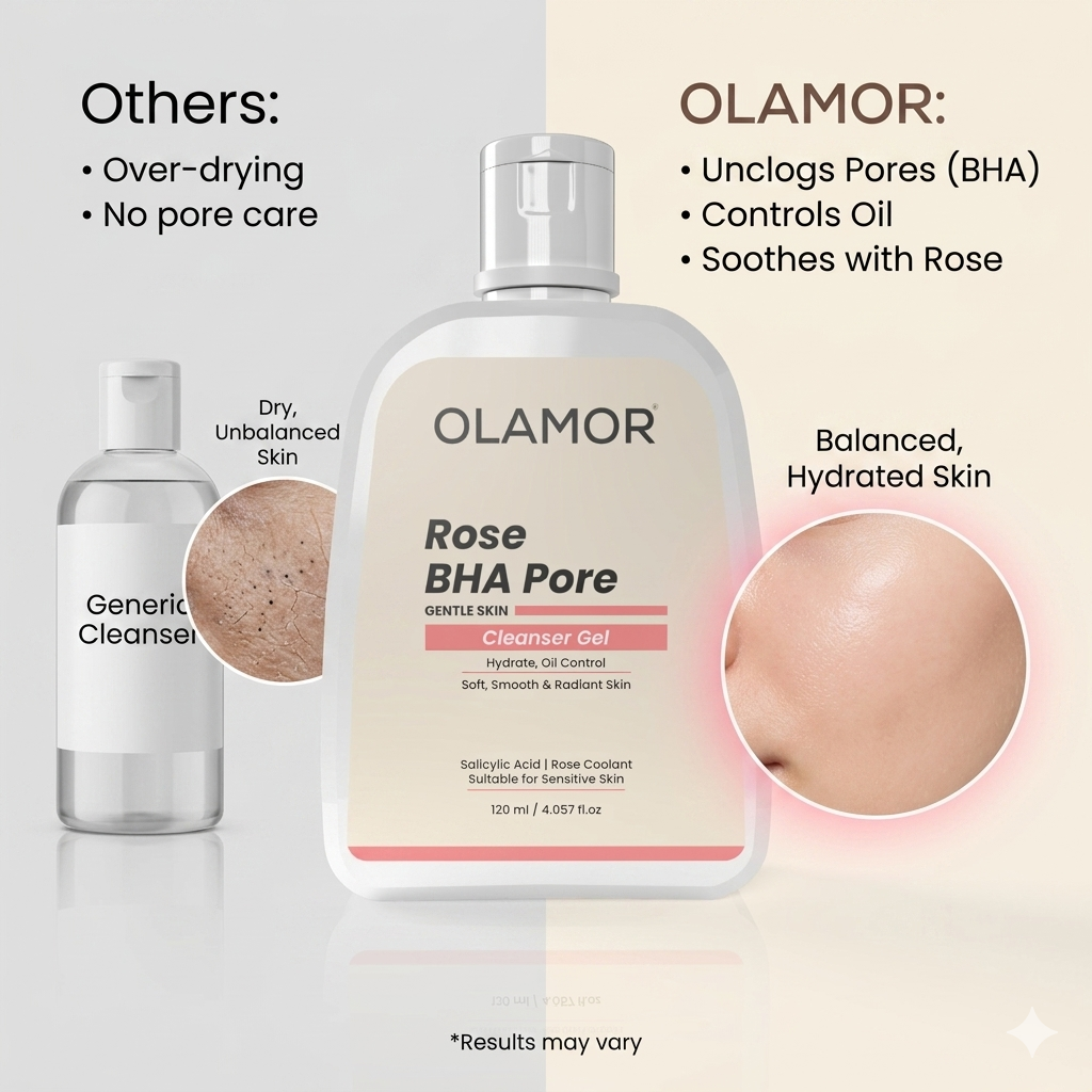 OLAMOR Complete Cleansing Trio | MI Cleanser Gel 120ml + Rose BHA Pore Cleanser Gel 120gm + Cica Radiance Cleanser Gel 120gm for Clean, Clear &amp; Radiant Skin