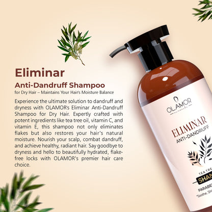 OLAMOR Eliminar Anti-Dandruff Shampoo | Deep Cleansing, Flake Control &amp; Moisture Retention for Healthy Hair 300ml