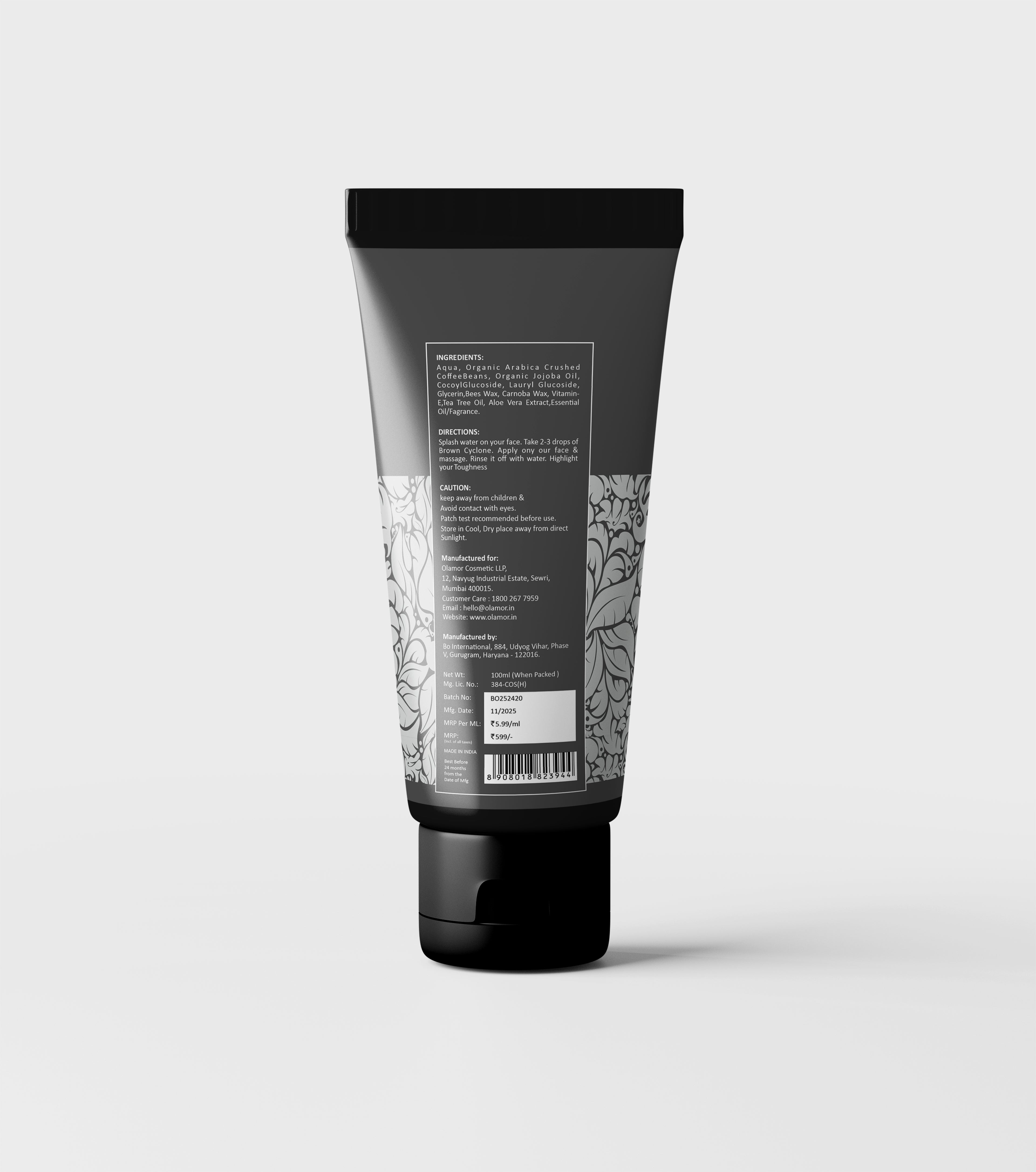 OLAMOR Brown Cyclone Face Wash 100ml | Deep Cleansing &amp; Oil Control Face Cleanser | Removes Dirt, Pollution &amp; Excess Oil | Bright &amp; Fresh Skin for Men &amp; Women