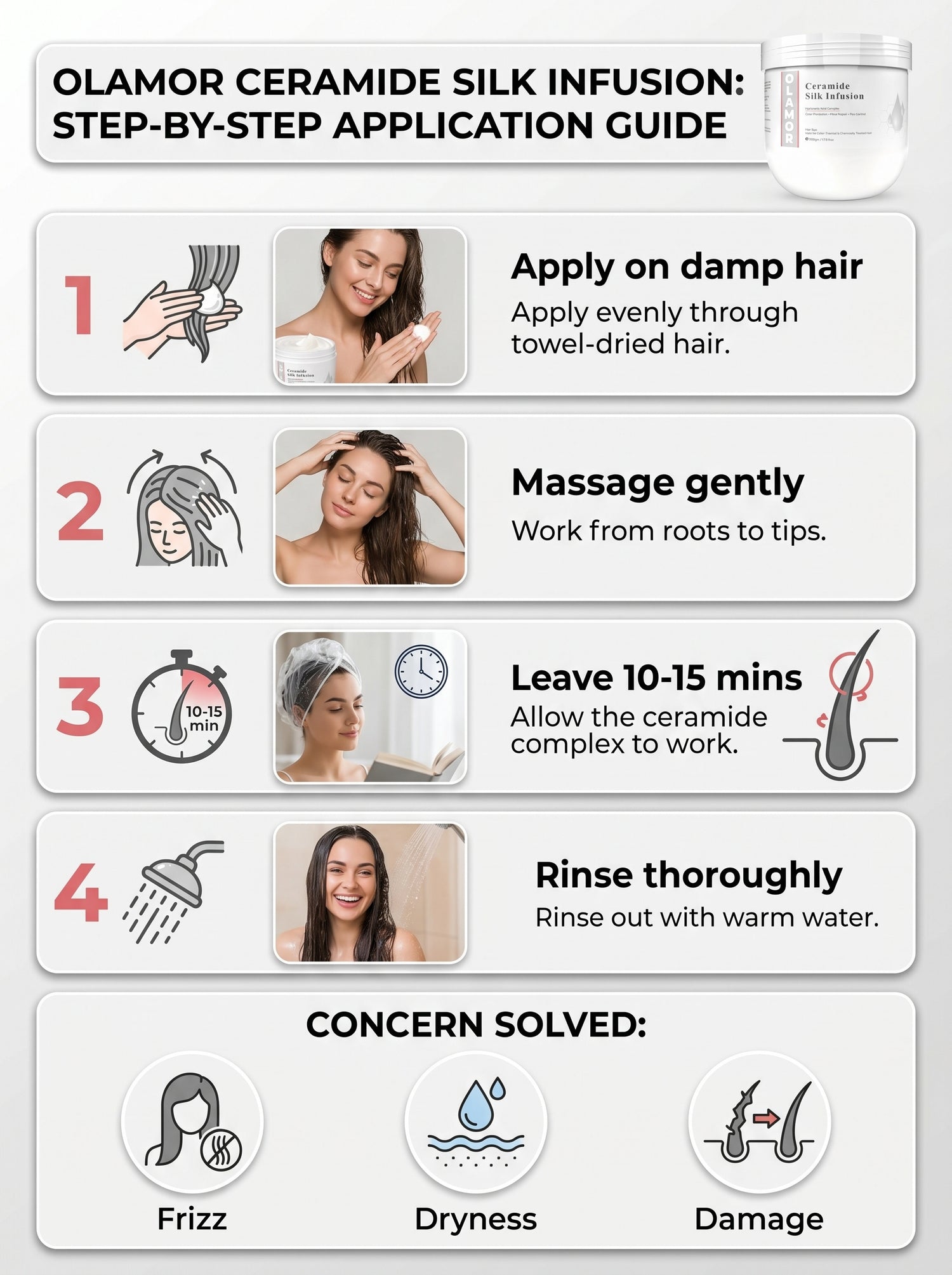 OLAMOR Ceramide Silk Infusion Hair Spa Ideal for color- Treated &amp; Chemically Treated Hair 500GM