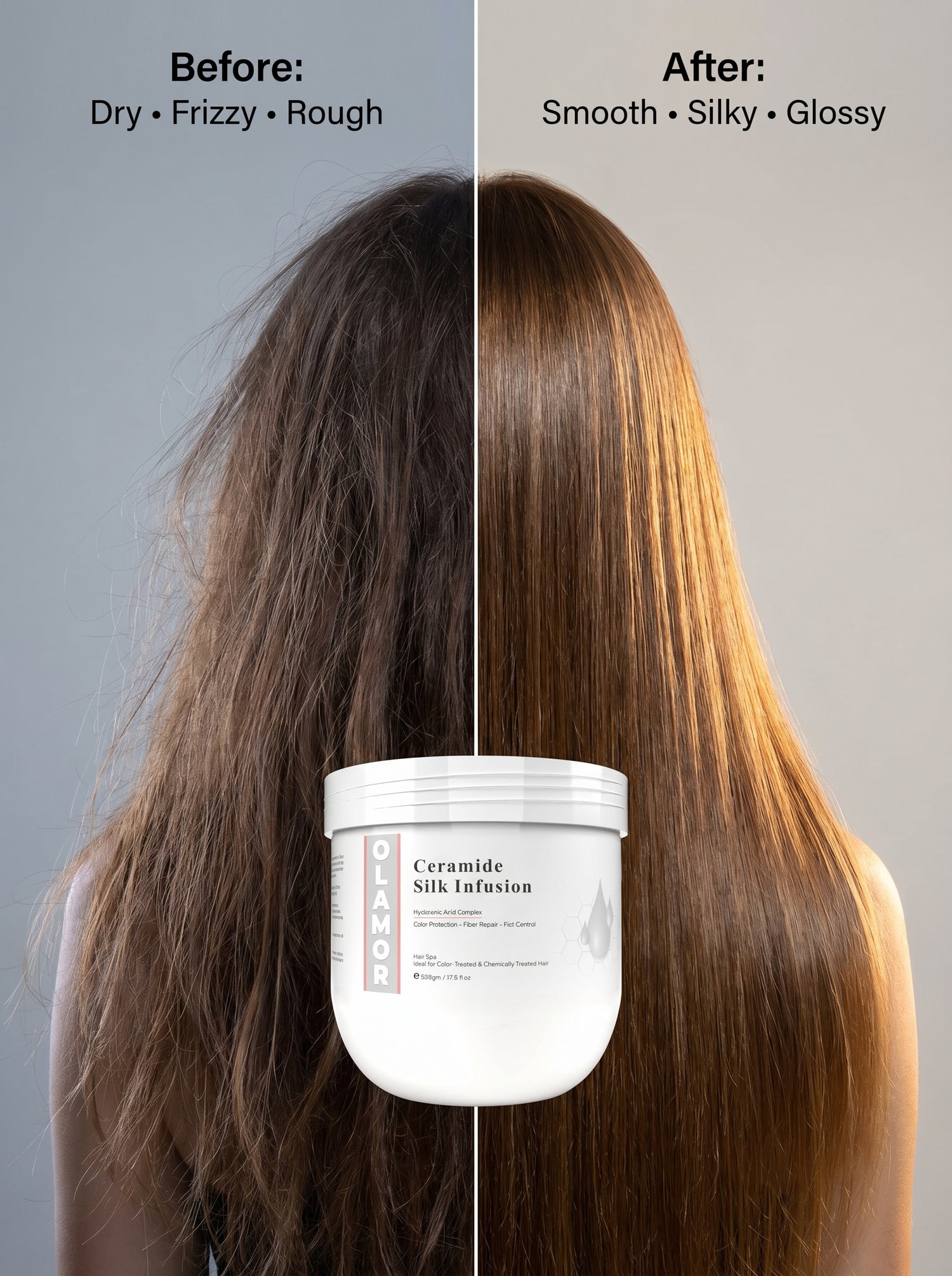 OLAMOR Ceramide Silk Infusion Hair Spa Ideal for color- Treated &amp; Chemically Treated Hair 500GM