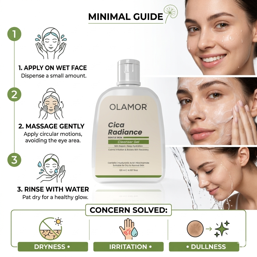 OLAMOR MI Cleanser Gel Pack of 3, 120ml Each | Gentle Deep Pore Cleansing Face Wash for Fresh &amp; Healthy Skin