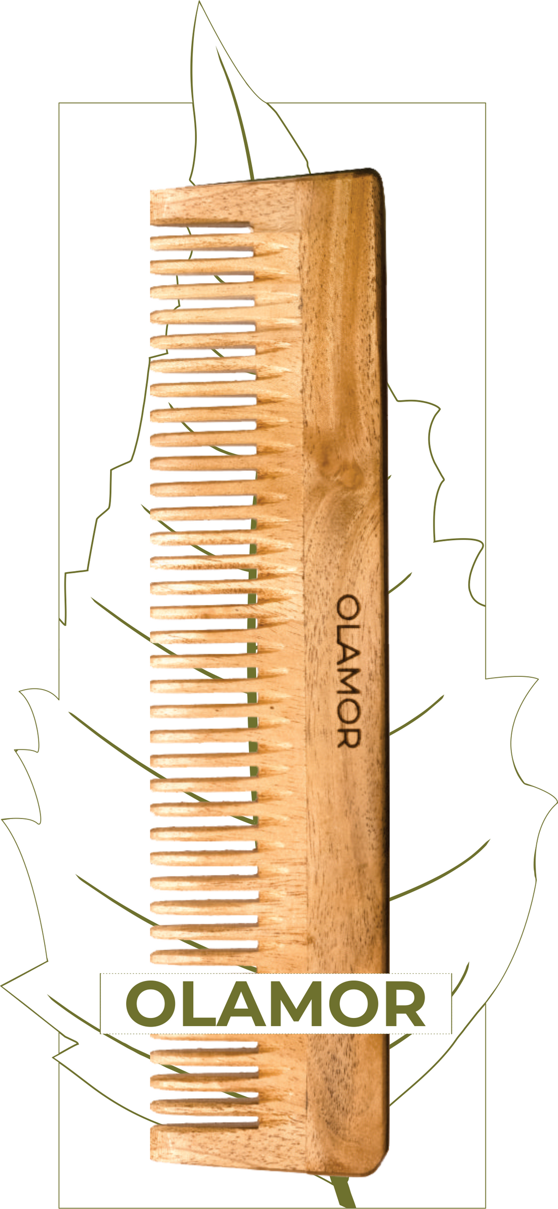OLAMOR Natural Neemwood Wooden Hair Comb