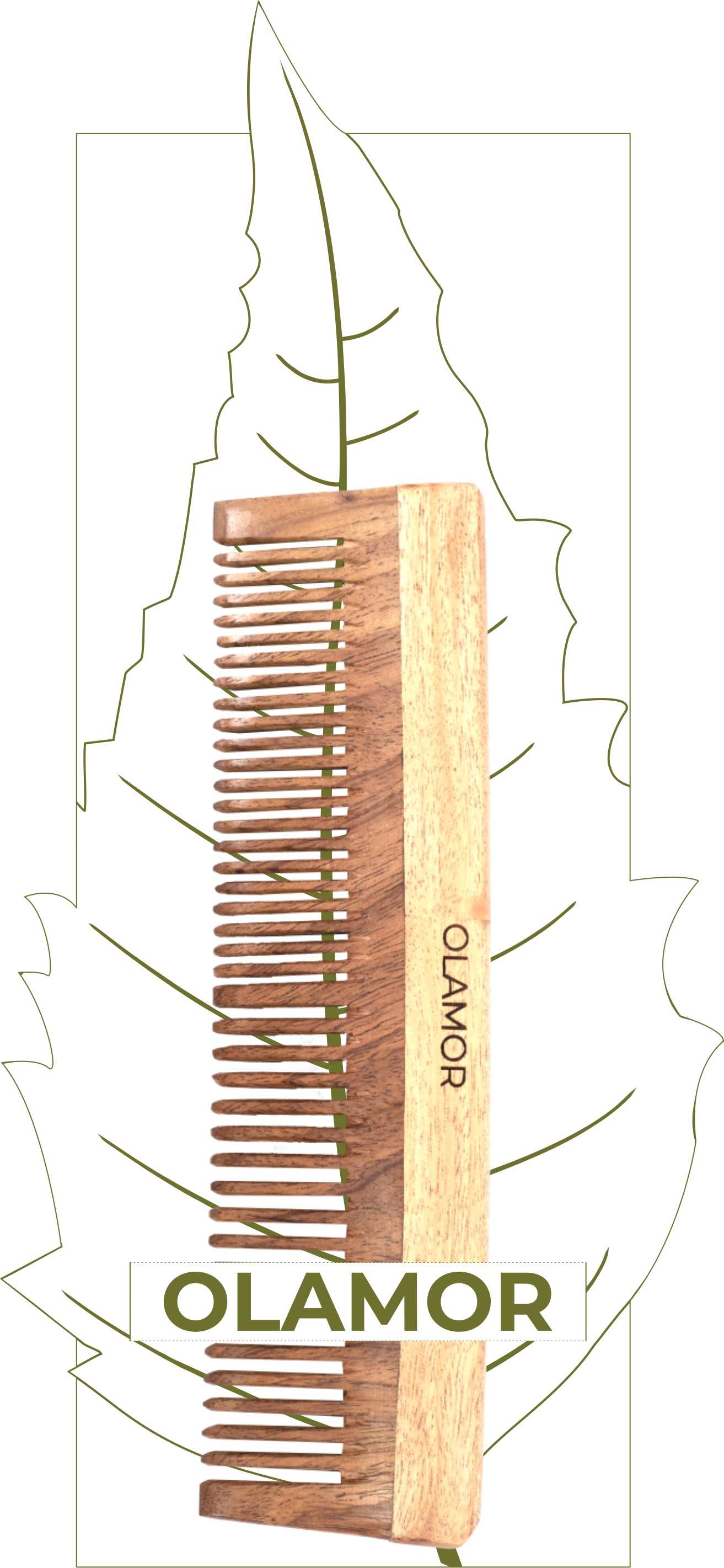 OLAMOR Natural Neemwood Wooden Hair Comb