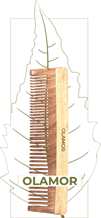OLAMOR Natural Neemwood Wooden Hair Comb