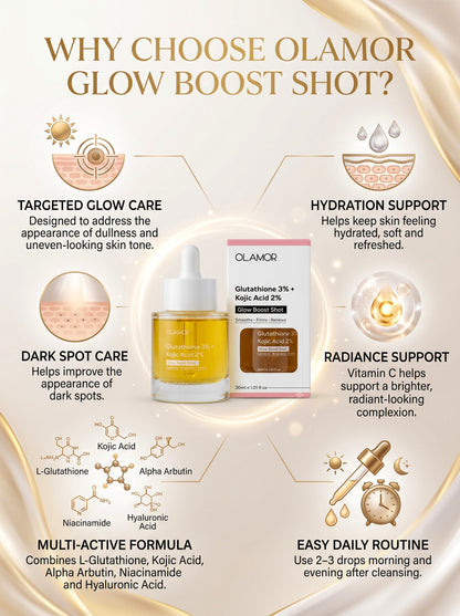 Glutathione Face Serum  3% + Kojic Acid 2% Glow Boost Shot