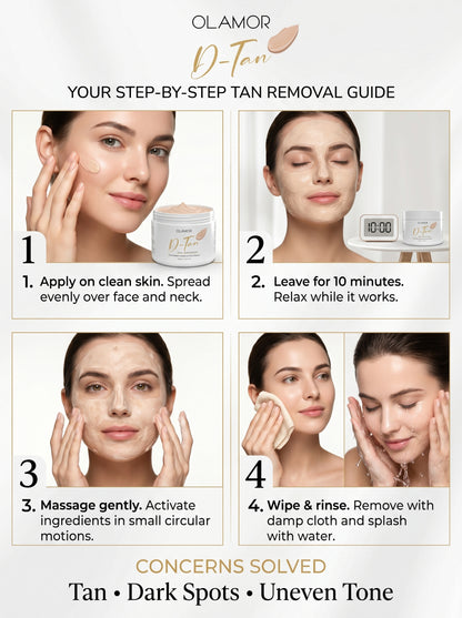 OLAMOR D-Tan Instant Brightening Treatment Cream | Removes Tan, Evens Skin Tone &amp; Restores Natural Glow | Salon Professional 500g