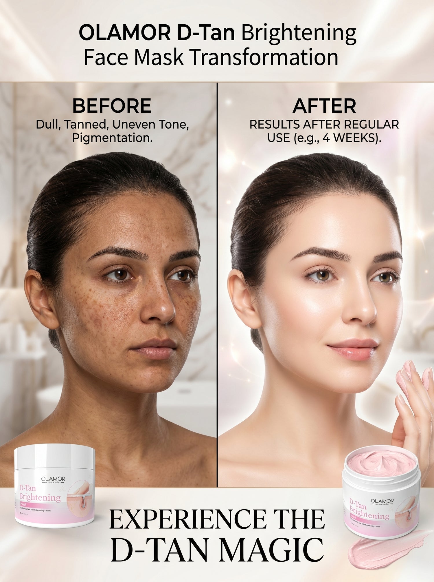OLAMOR D-Tan Brightening Face Mask – Deep Cleansing &amp; Tan Removal Glow Pack Face Mask 200gm