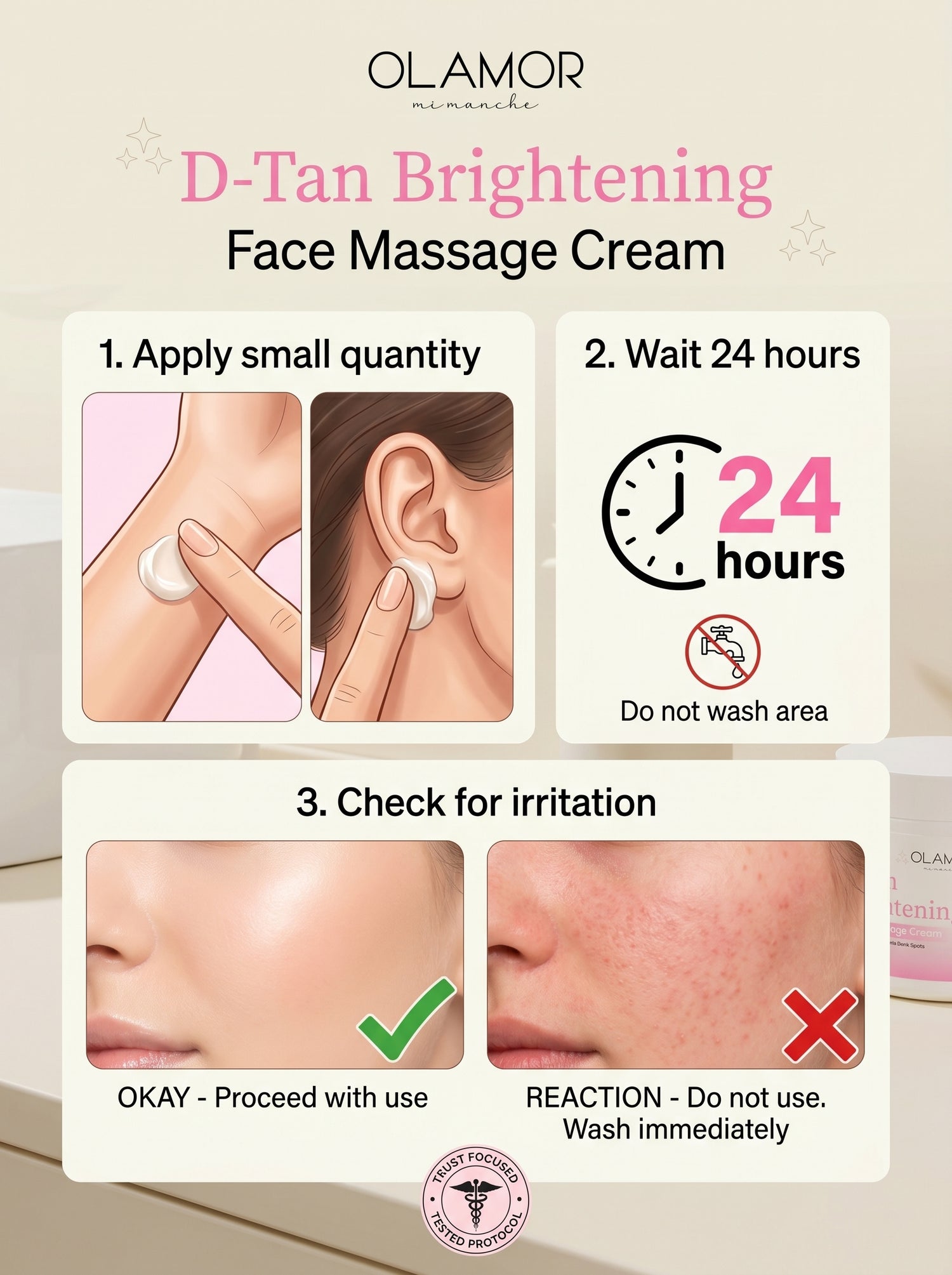 OLAMOR D-Tan Brightening Face Massage Cream – Tan Removal &amp; Skin Glow Cream 200gm