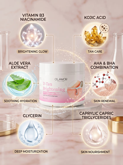 Olamor D-Tan Brightening Series Pack of 4 – Tan Removal &amp; Skin Brightening Combo Kit (200GM Each) for Deep Cleansing, Glow &amp; Smooth Skin