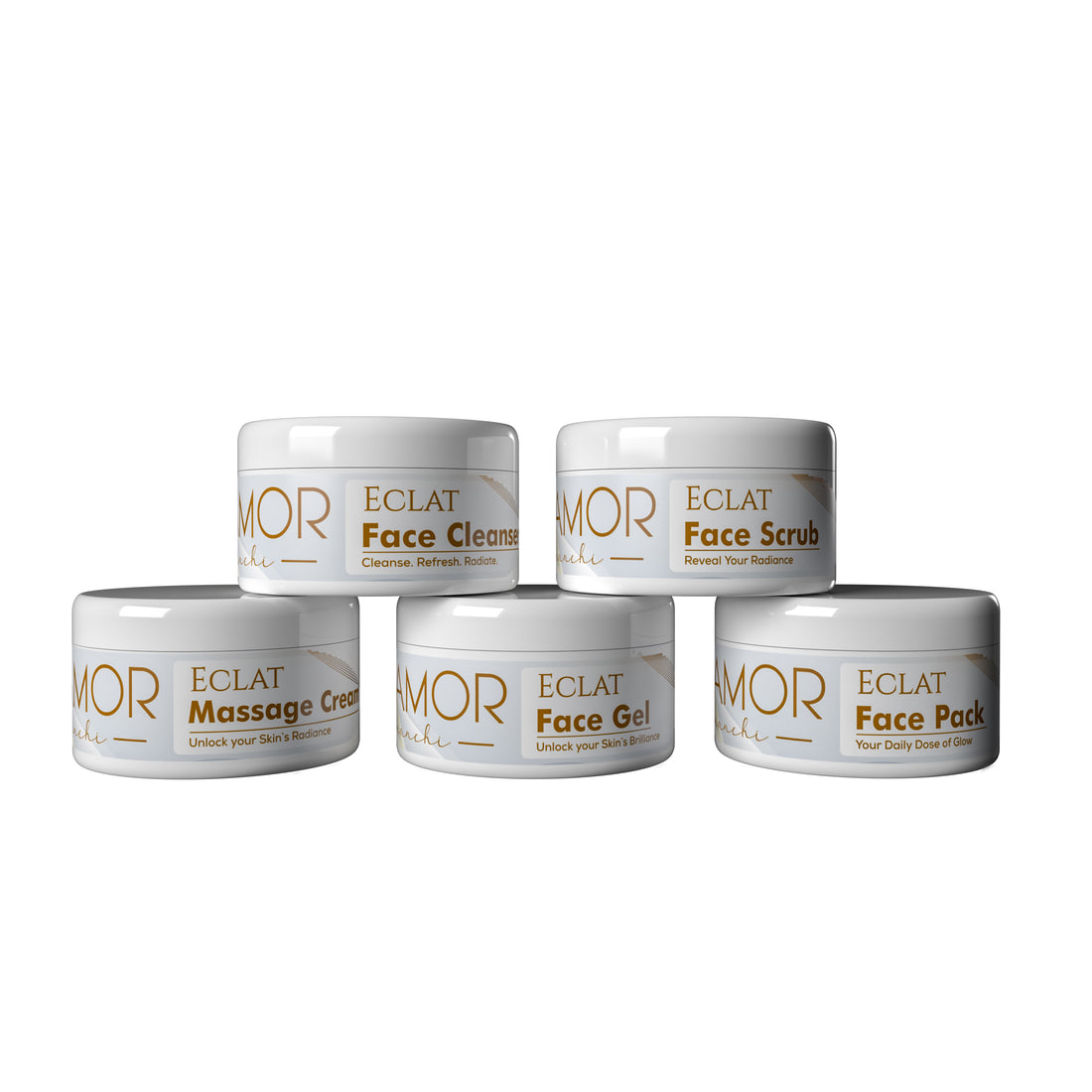 OLAMOR Éclat Pack of 5 Daily Skincare Essentials | Face Cleanser, Gel, Scrub, Cream &amp; Face Pack