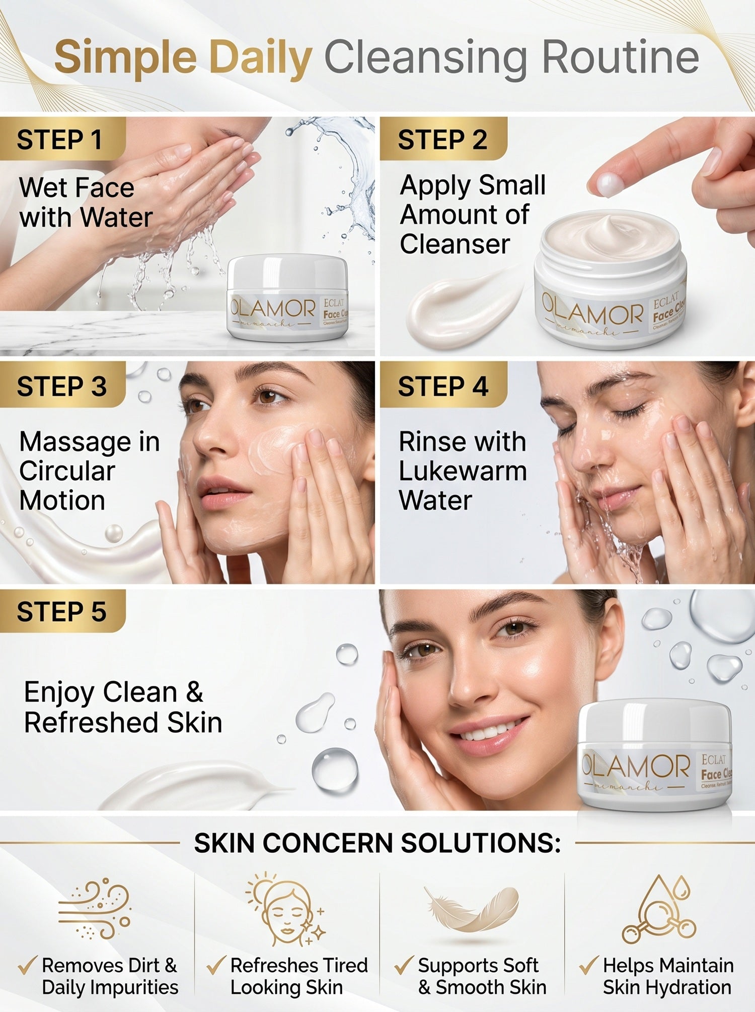 OLAMOR Éclat Face Cleanser 100g – Shea Butter &amp; Cocoa Butter for Soft, Nourished Skin