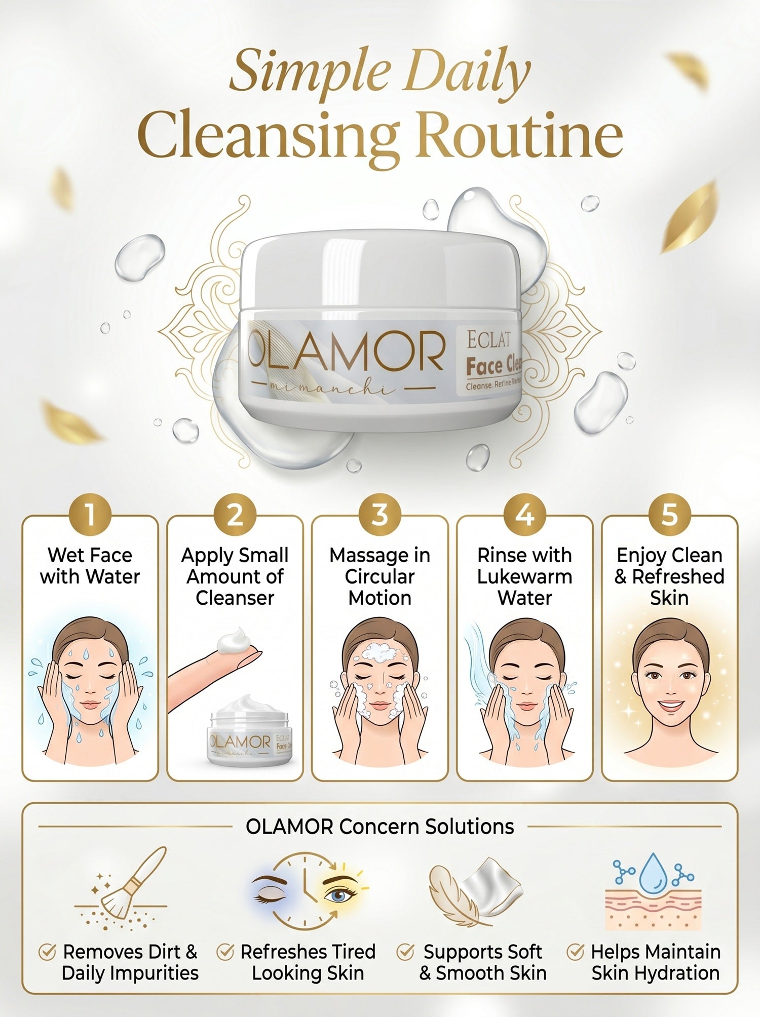 OLAMOR Éclat Face Cleanser 100g – Shea Butter &amp; Cocoa Butter for Soft, Nourished Skin