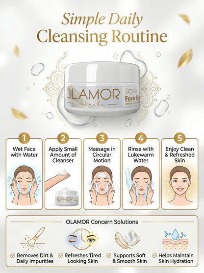 OLAMOR Éclat Face Cleanser 100g – Shea Butter &amp; Cocoa Butter for Soft, Nourished Skin