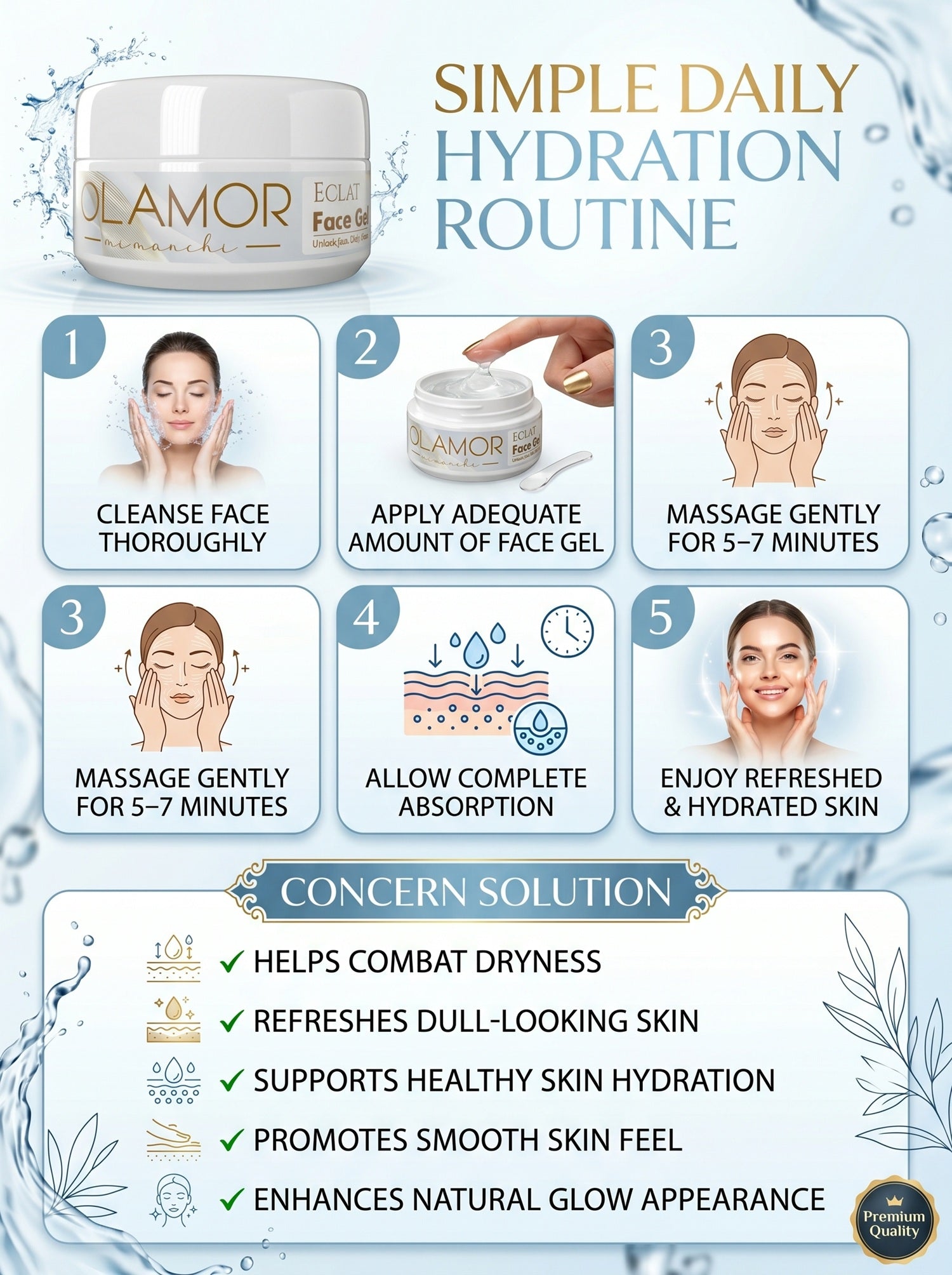 OLAMOR Éclat Refreshing Face Gel 120g | Smooth &amp; Healthy-Looking Skin