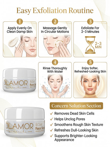 OLAMOR Éclat Gentle Face Scrub 100g | Exfoliate &amp; Refresh Your Skin
