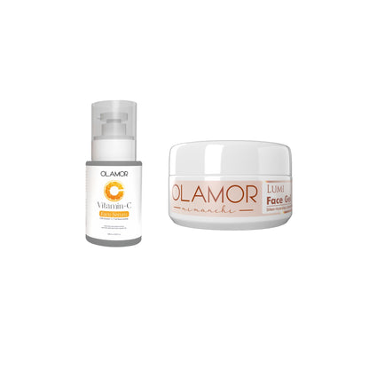 OLAMOR Face Gel 120g + Vitamin C Face Serum 30ml | Hydrating &amp; Radiance Skincare Duo