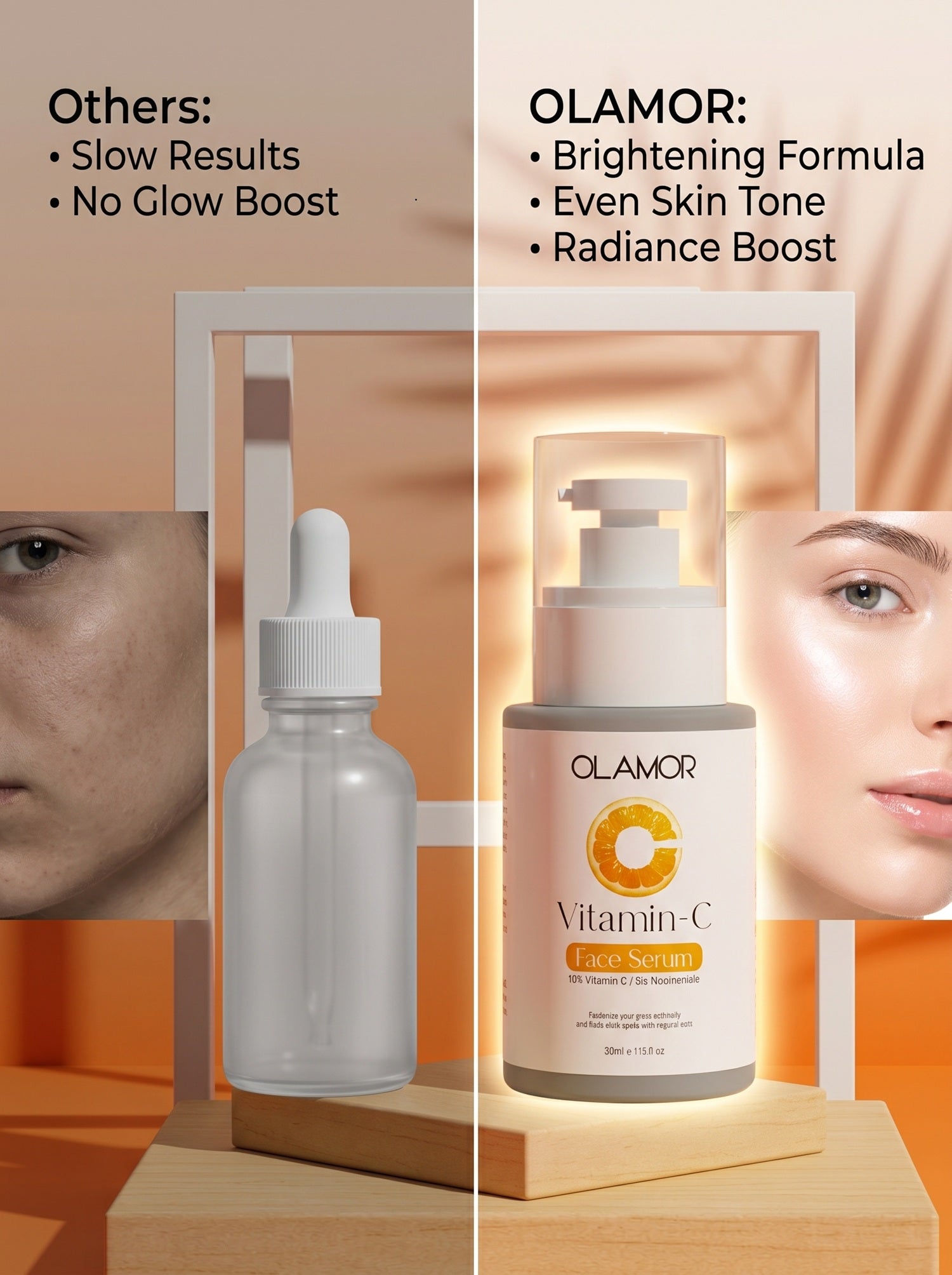 OLAMOR Face Gel 120g + Vitamin C Face Serum 30ml | Hydrating &amp; Radiance Skincare Duo