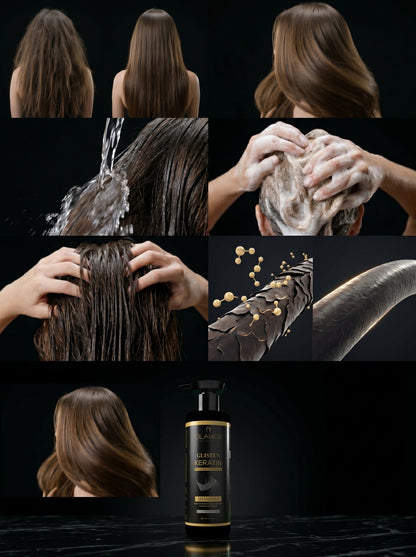 OLAMOR Glisten Keratin Revitalizing Shampoo 250ml | Intense Damage Repair &amp; Deep Nourishing Formula | Smooth, Frizz Control &amp; Strengthening Hair Care for Dry &amp; Damaged Hair