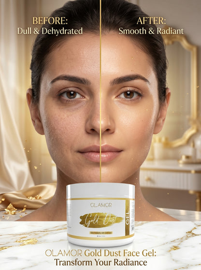 OLAMOR Gold Dust Face Gel – Lightweight Hydration &amp; Glow Boosting Skin Gel 500gm