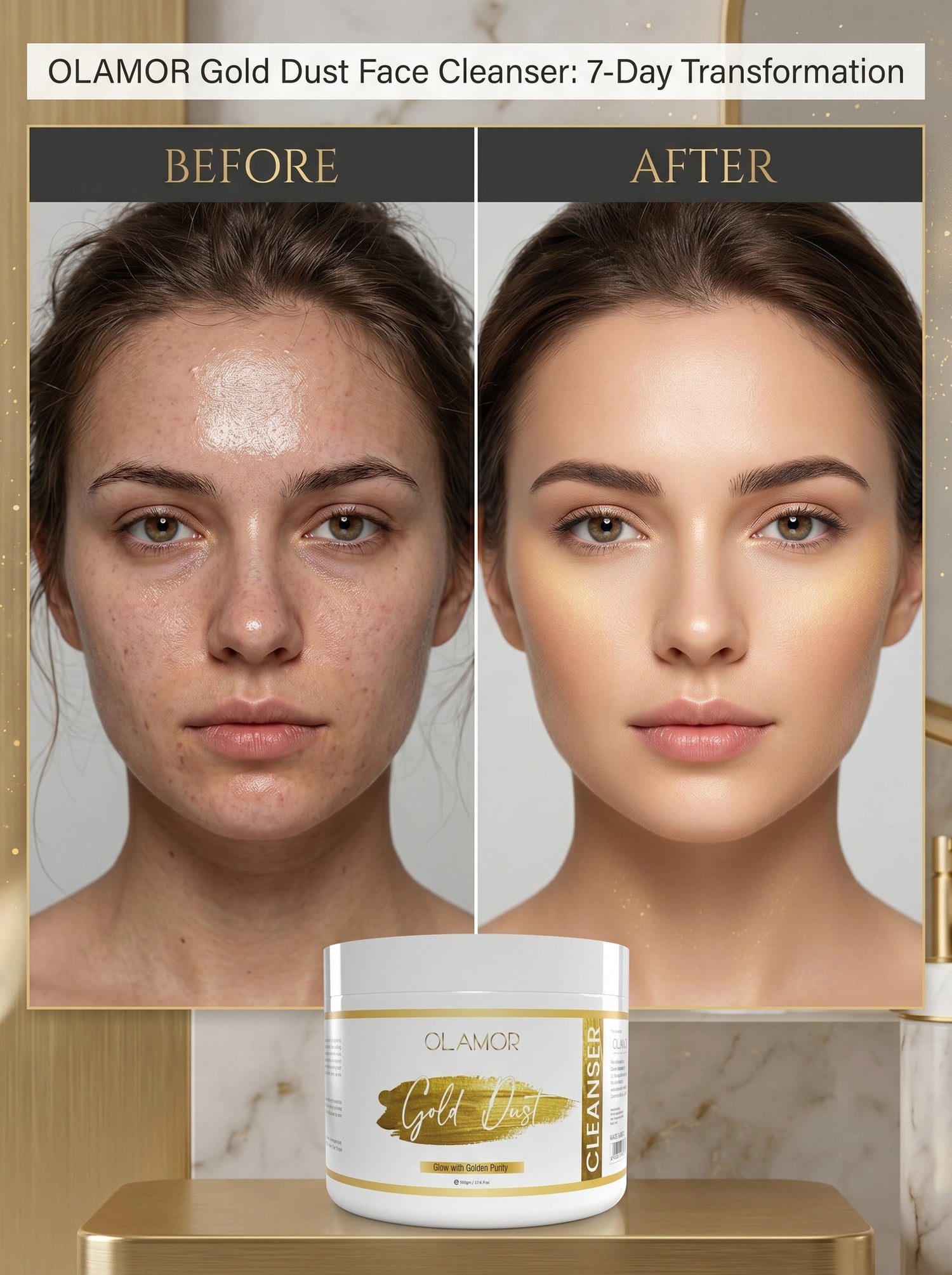 OLAMOR Gold Dust Face Cleanser – Deep Cleansing &amp; Radiance Boost Face Wash 500gm