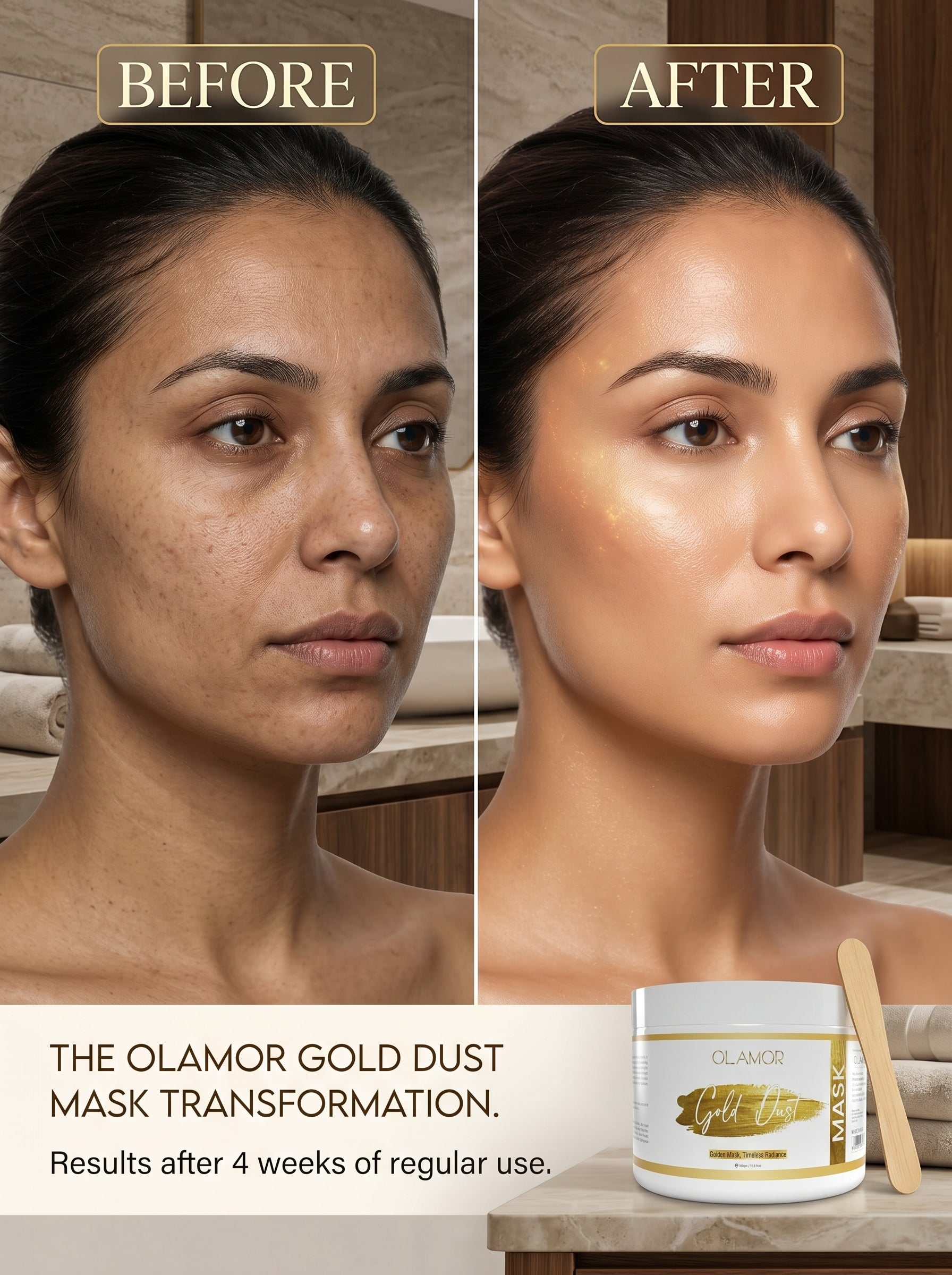 OLAMOR Gold Dust Face Mask – Deep Cleansing &amp; Skin Brightening Glow Pack Face Mask 500gm