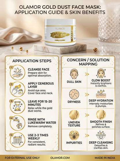 OLAMOR Gold Dust Face Mask – Deep Cleansing &amp; Skin Brightening Glow Pack Face Mask 500gm