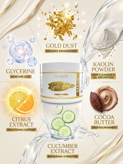 OLAMOR Gold Dust Face Mask – Deep Cleansing &amp; Skin Brightening Glow Pack Face Mask 500gm