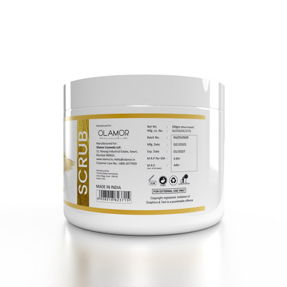 OLAMOR Gold Dust Face Scrub – Exfoliating &amp; Skin Polishing for Radiant Glow Face Scrub 500gm