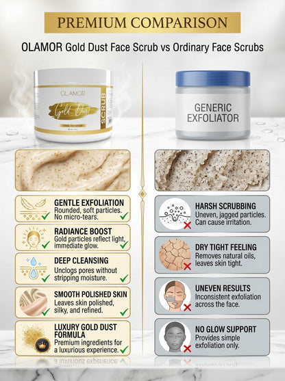 OLAMOR Gold Dust Face Scrub 500g | Gentle Exfoliating Face Scrub smooth skin feel
