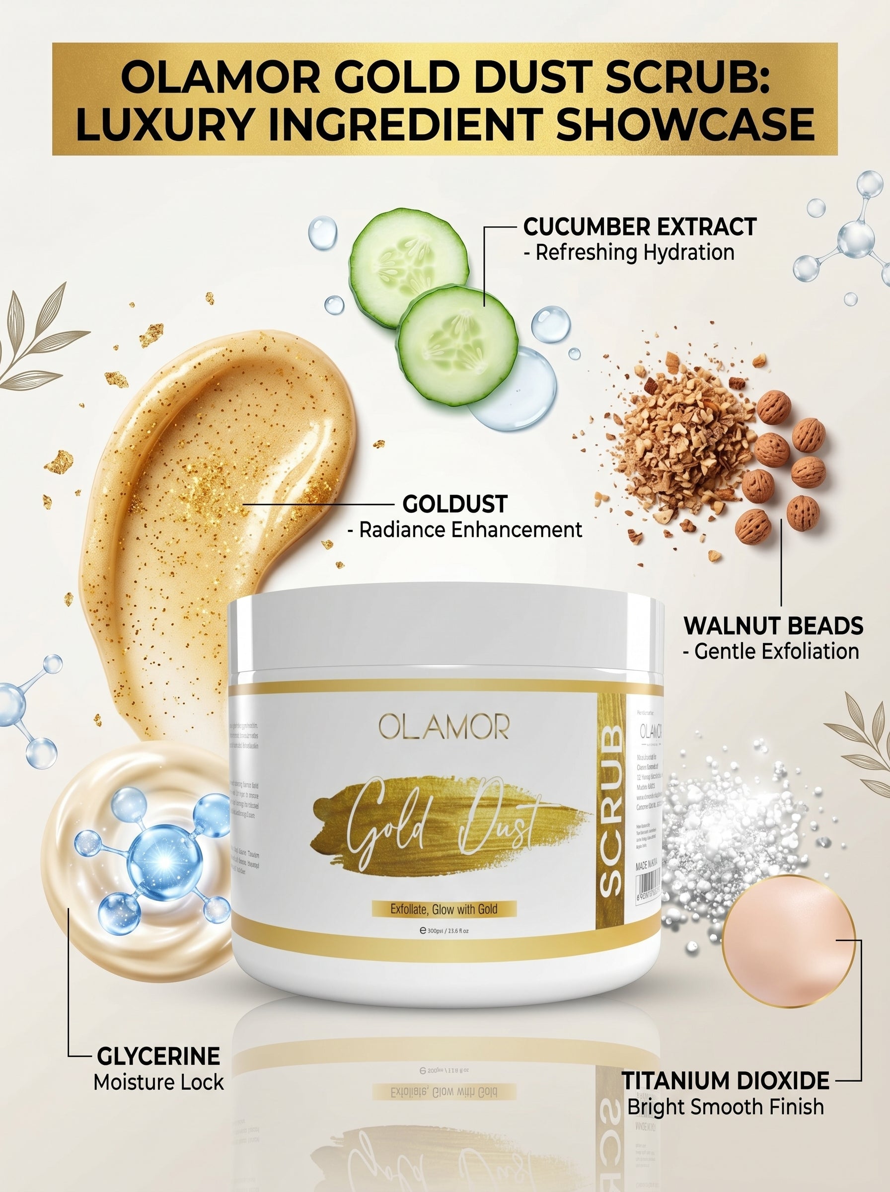 OLAMOR Gold Dust Face Scrub 500g | Gentle Exfoliating Face Scrub smooth skin feel