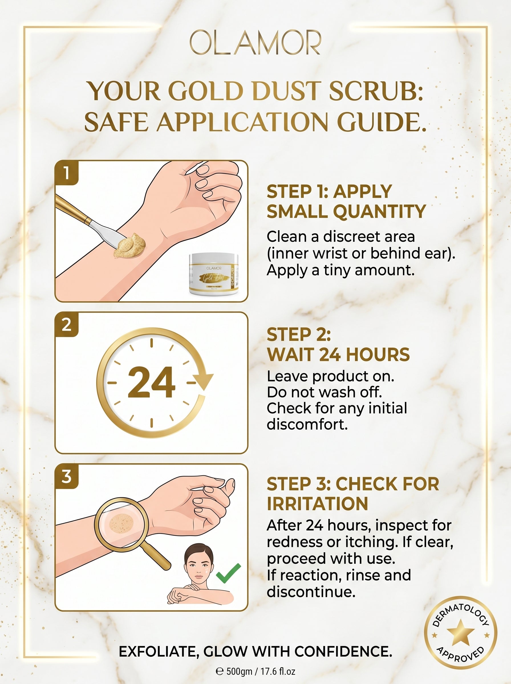 OLAMOR Gold Dust Face Scrub 500g | Gentle Exfoliating Face Scrub smooth skin feel