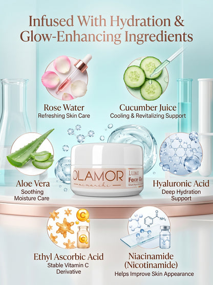 OLAMOR Vitamin-E Hair Serum with Macadamia Oil + Éclat Face Gel | Daily Hair &amp; Skin Care Combo