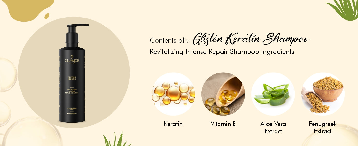 OLAMOR Keratin Intense Hair Damage Repair Shampoo A + Content Ingredient