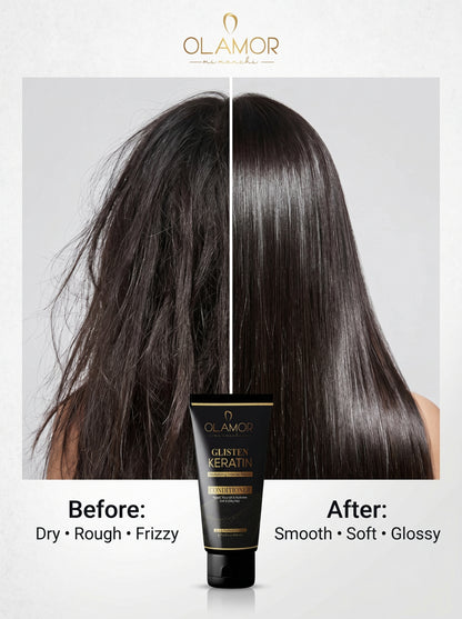 OLAMOR Glisten Keratin Conditioner 200ml | Intense Hair Damage Repair &amp; Deep Nourishment | Smooth, Frizz Control &amp; Shine